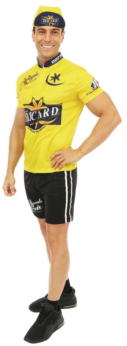 Retro Wieleroutfit Gele Trui - incl. Broek en Petje - Maat L-XL